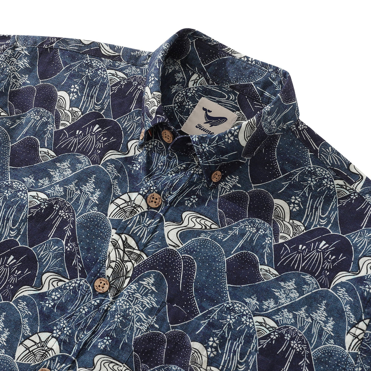 Men's Hawaiian Shirt Serenity Falls Cotton Button-down Long Sleeve Aloha Shirt By Cigar