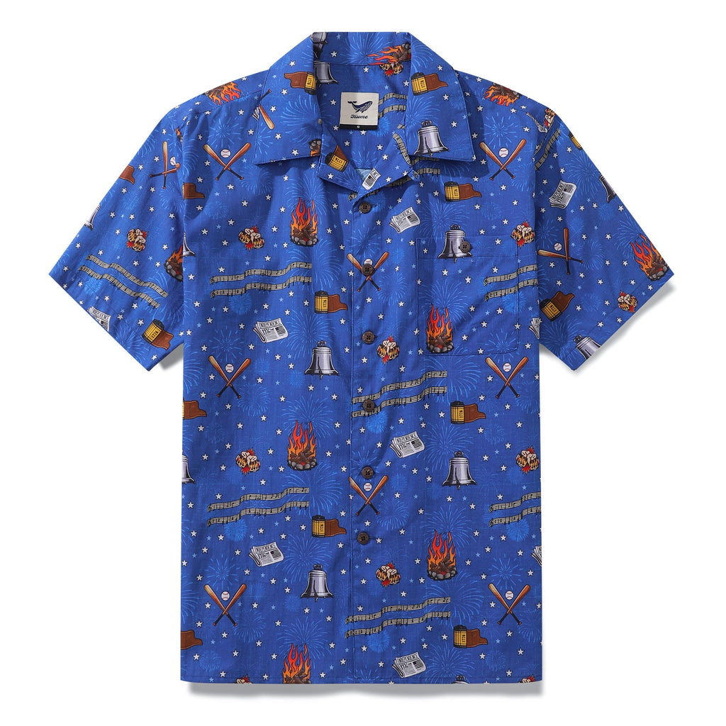 Independence Day Hawaiian Shirt For Men Celebrating Freedom Shirt Camp Collar 100% Cotton By Sun