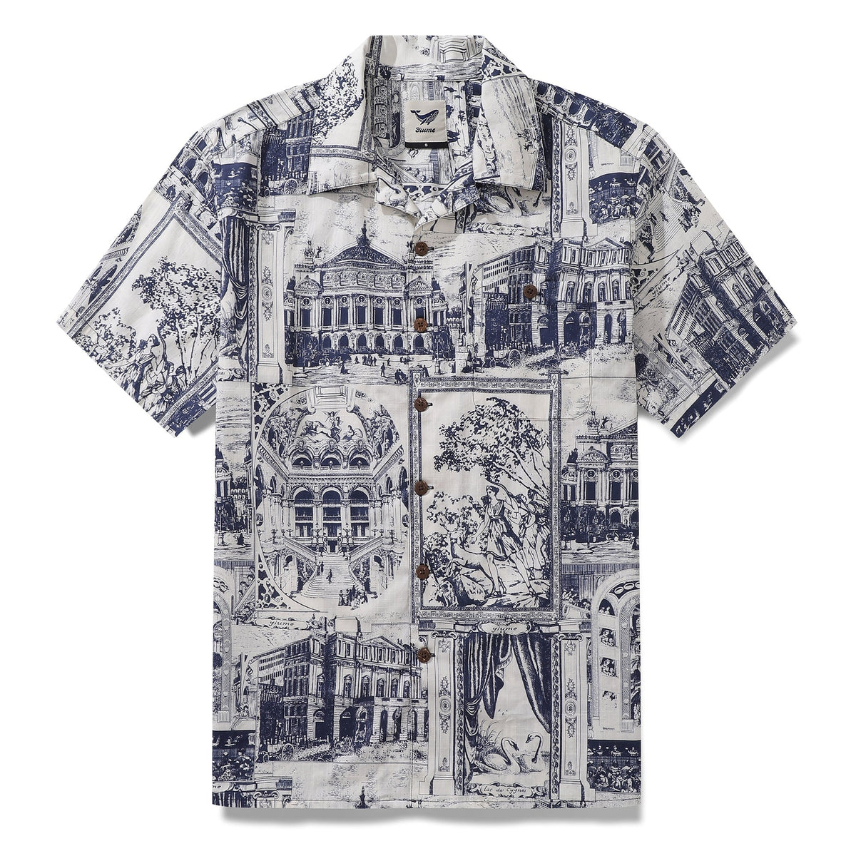 Hawaiian Shirt For Men Artistic Mark Print Shirt Camp Collar 100% Cotton By Yeti