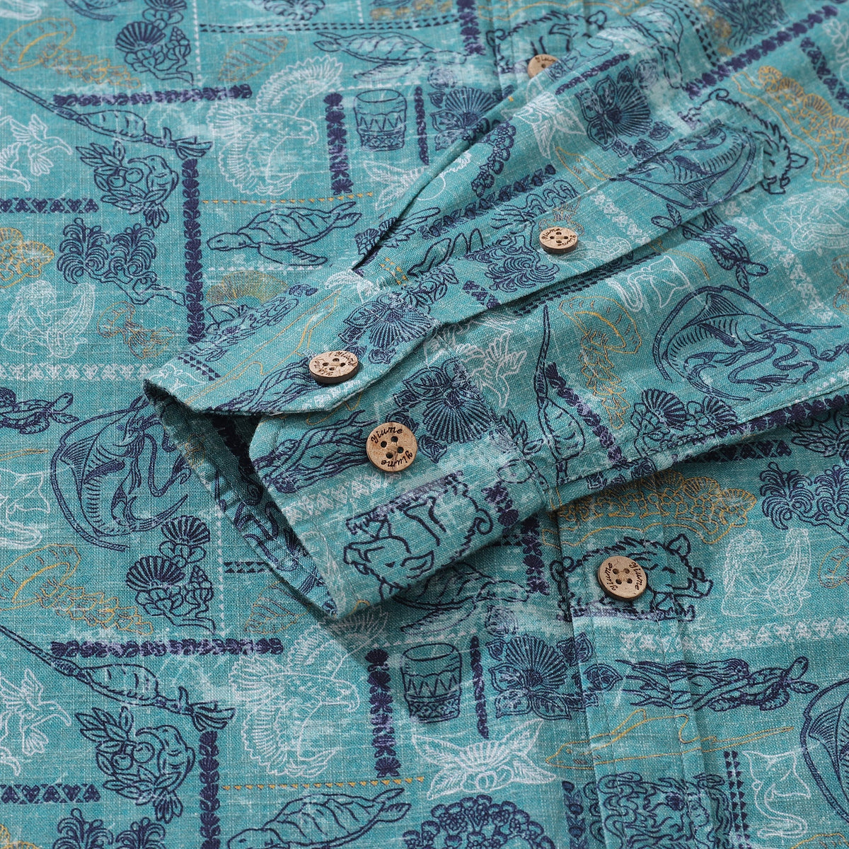 Men's Hawaiian Shirt Pele and Hiiaka Cotton Button-down Long Sleeve Aloha Shirt By Cigar