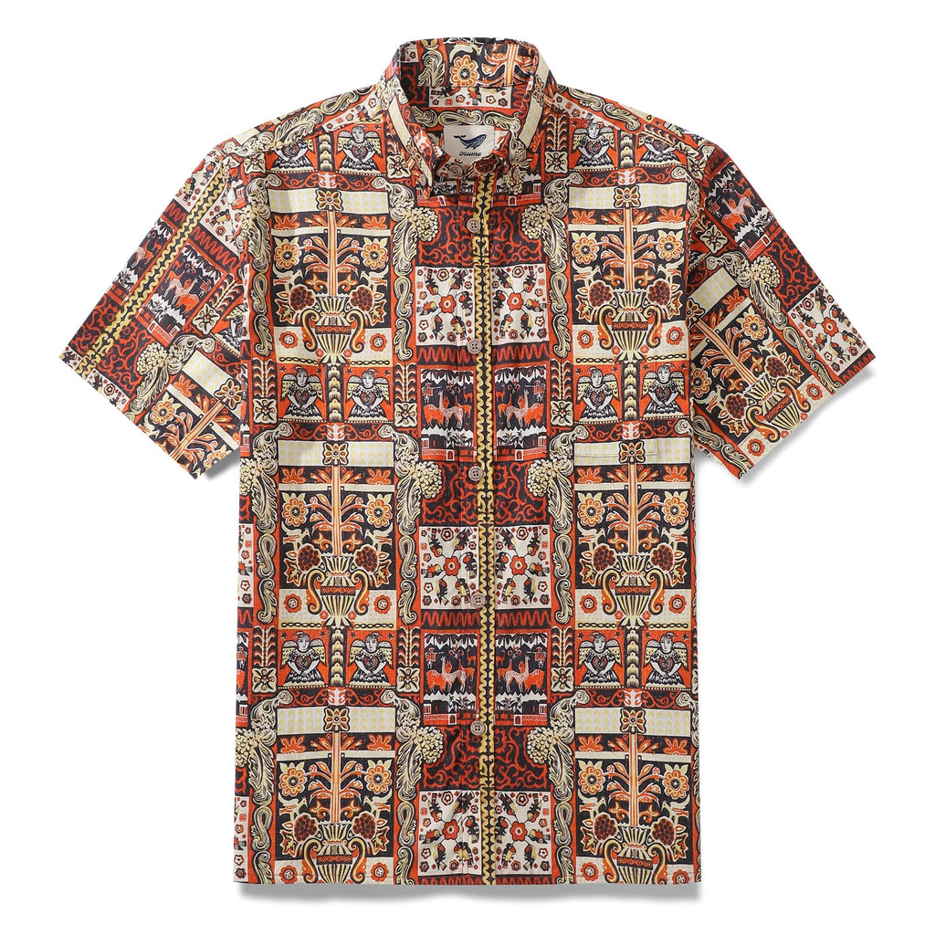 Men's Hawaiian Shirt Mystical Totem Cotton Button-down Short Sleeve Aloha Shirt By Cigar