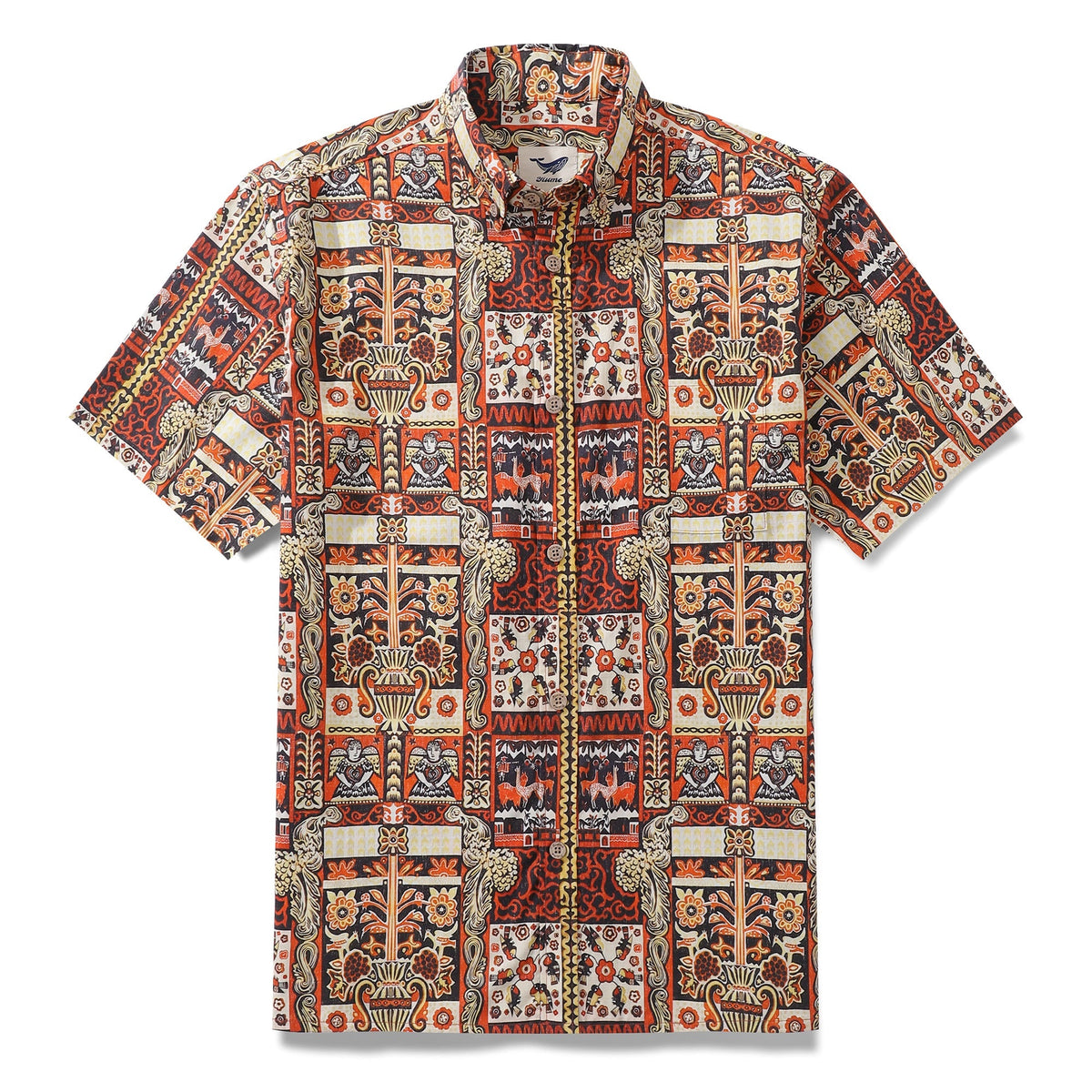 Men's Hawaiian Shirt Mystical Totem Cotton Button-down Short Sleeve Aloha Shirt By Cigar