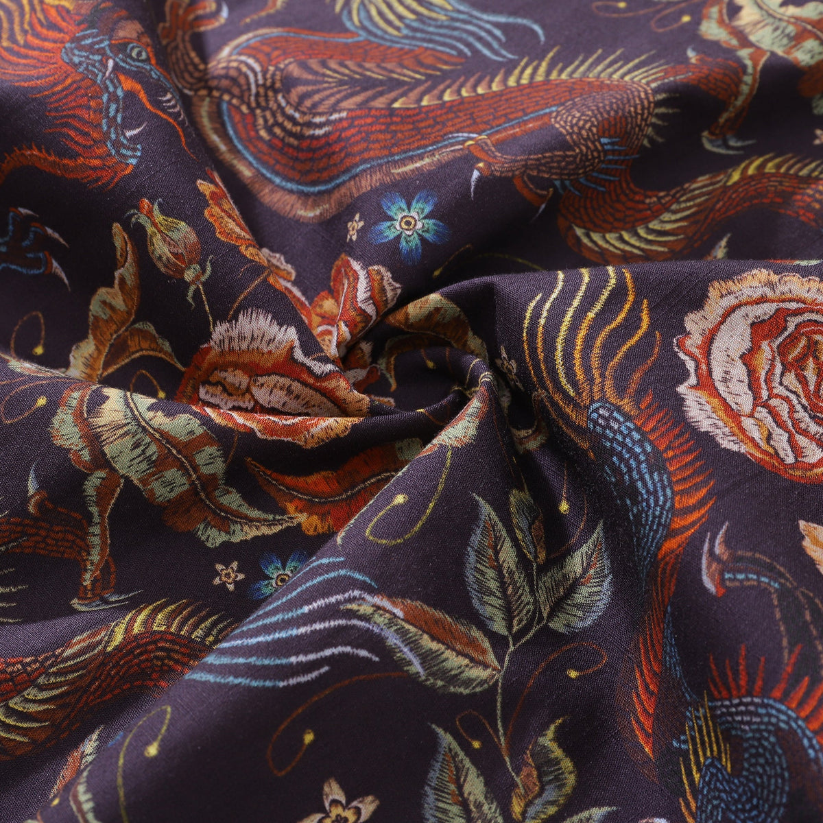 Hawaiian Shirt For Men Embroidered Dragon Pattern Shirt Camp Collar 100% Cotton By Sun