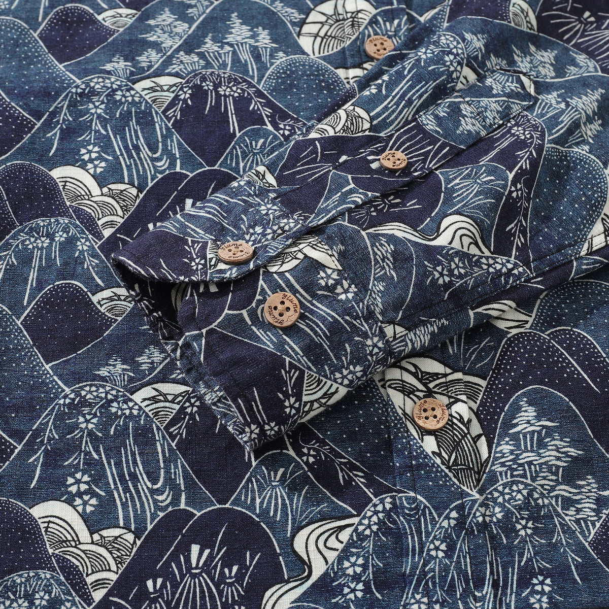 Men's Hawaiian Shirt Serenity Falls Cotton Button-down Long Sleeve Aloha Shirt By Cigar
