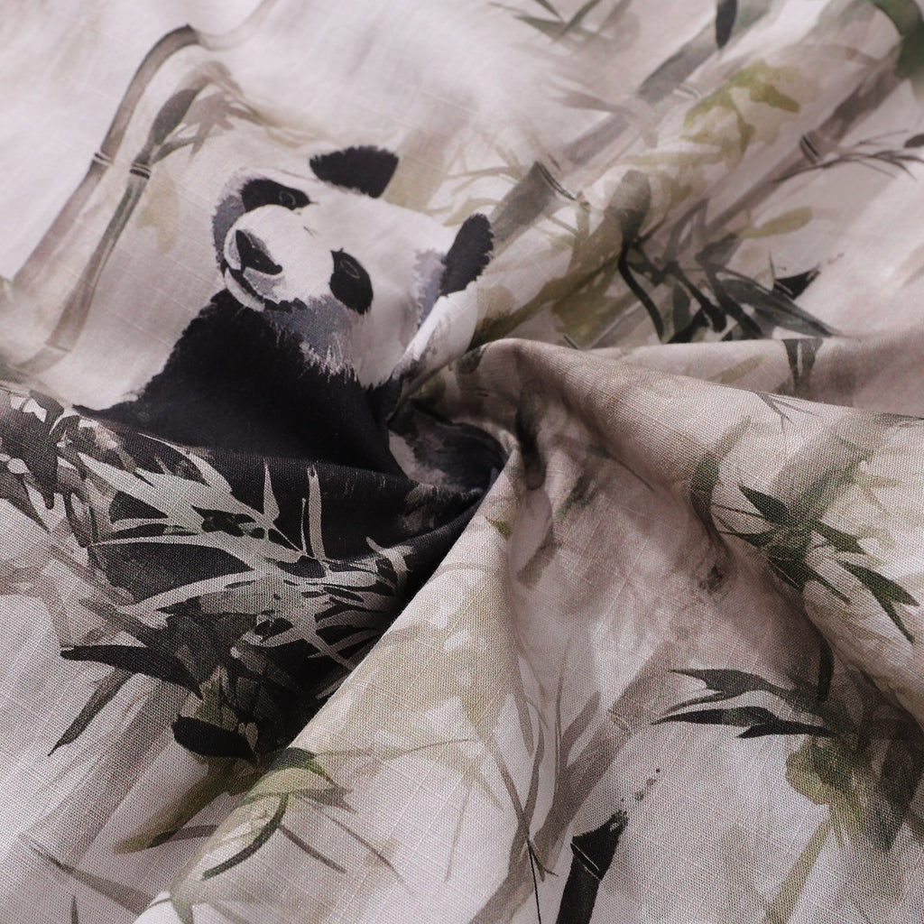 Cotton Hawaiian Shirt For Men Panda Bamboo Forest Print Shirt Camp Collar By Yakima