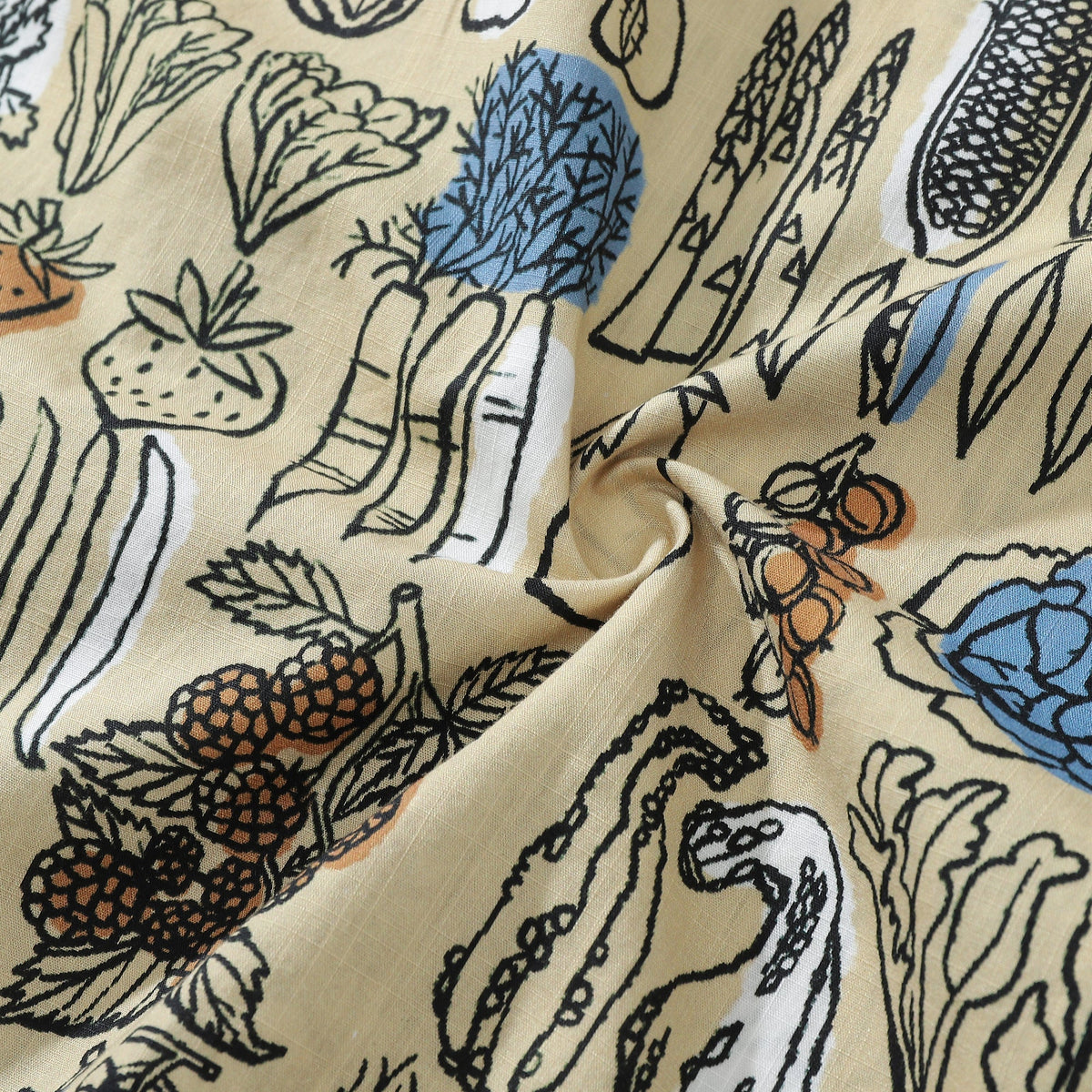 1980s Vintage Hawaiian Shirts for Men Vegetable and Fruit Print Short Sleeve Shirt By Evan