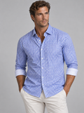 Mauro Long Sleeve Check Tech Shirt - Royal Blue