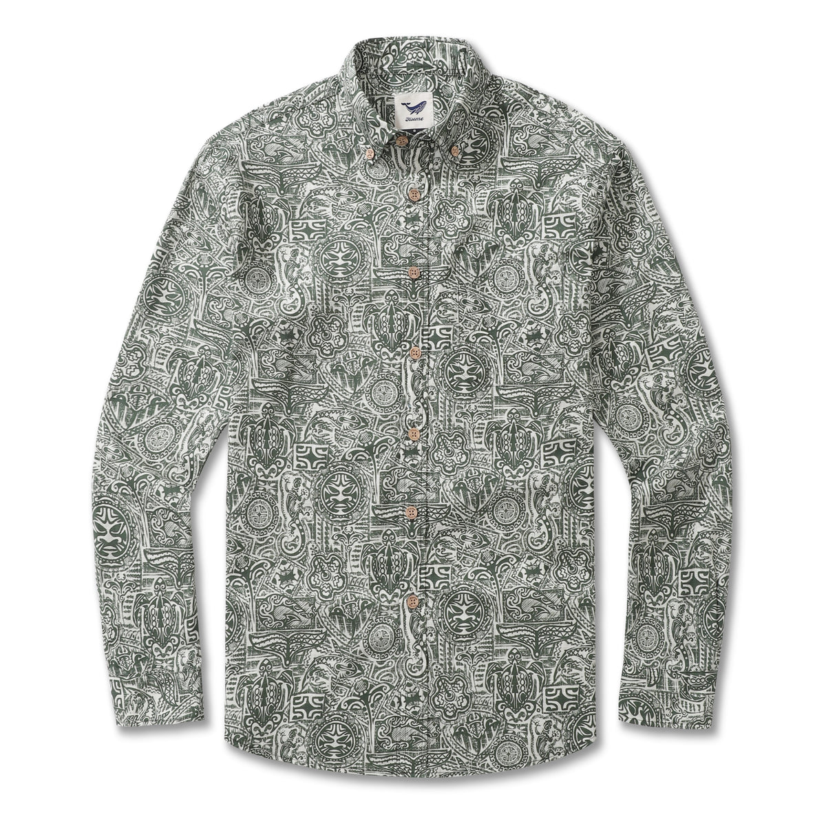 Long Sleeve Hawaiian Shirt For Men Guardian Totem Cotton Button-down Aloha Shirt By Sun