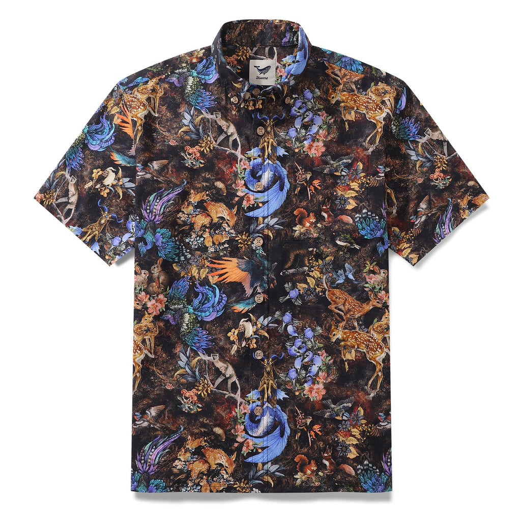 Men's Hawaiian Shirt Figurative Art Cotton Button-down Short Sleeve Aloha Shirt By Yakima