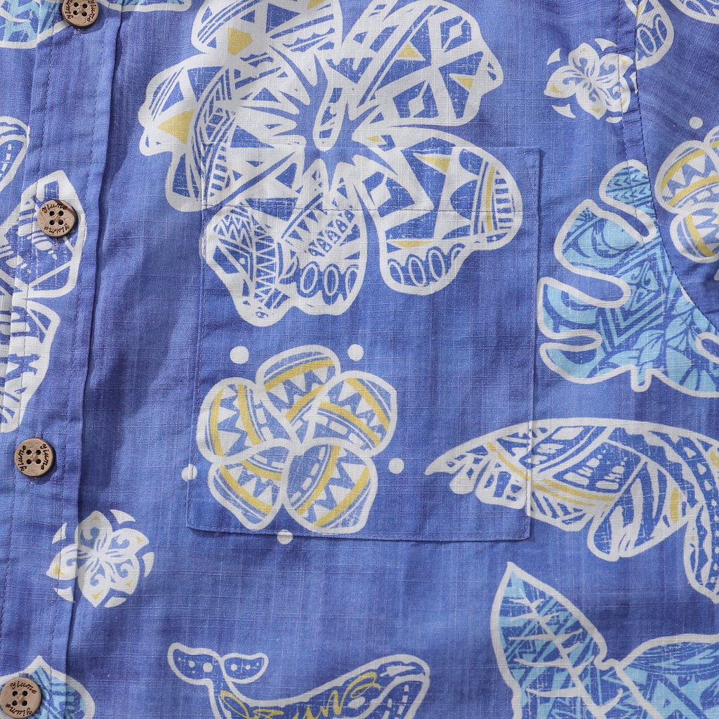 Men's Hawaiian Shirt Native Hawaiian Plants Cotton Button-down Short Sleeve Aloha Shirt By Sun