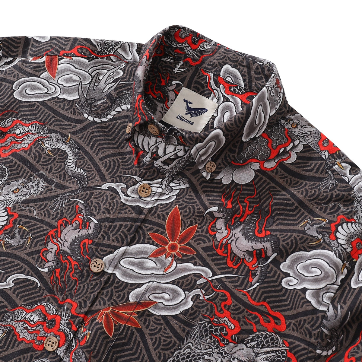 Long Sleeve Hawaiian Shirt For Men The Dragon's Flight Cotton Button-down Aloha Shirt By Sun