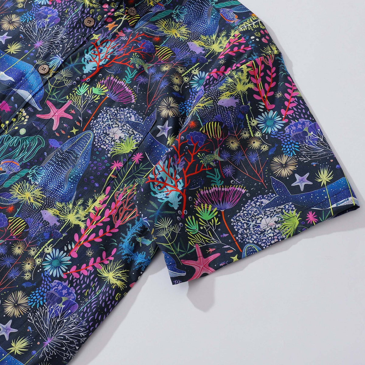 Hawaiian Shirt For Men Underwater Wonder Button-down Short Sleeve 100% Cotton Shirt By Cigar